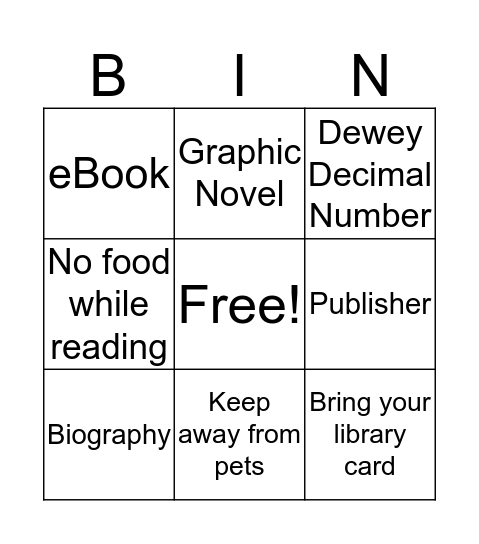 Library Bingo Card