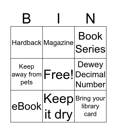 Library Bingo Card