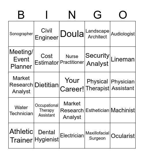 Careers Bingo Card