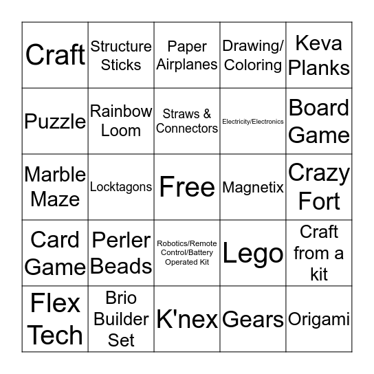 Makerspace Gr. 4-6 Bingo Card