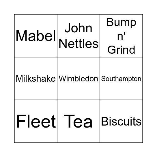 Sally Bingo! Bingo Card