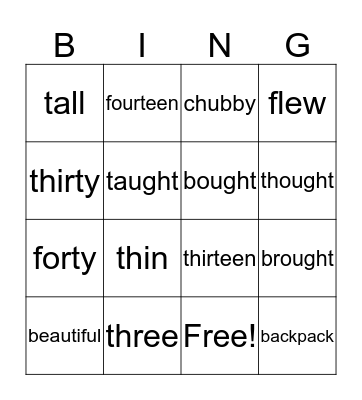 Family Bingo Card