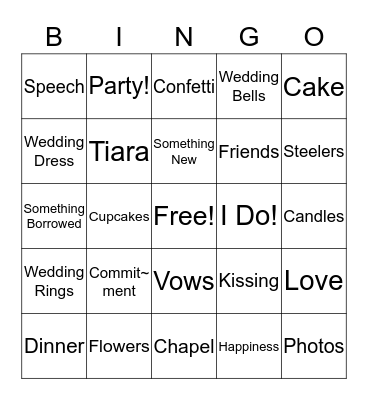 Vikki & Brad Bingo Card