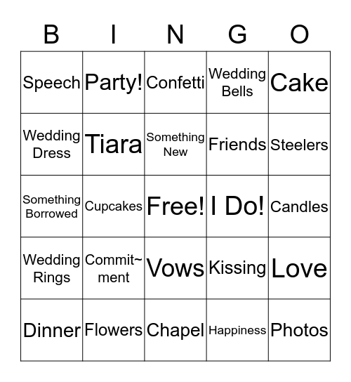 Vikki & Brad Bingo Card