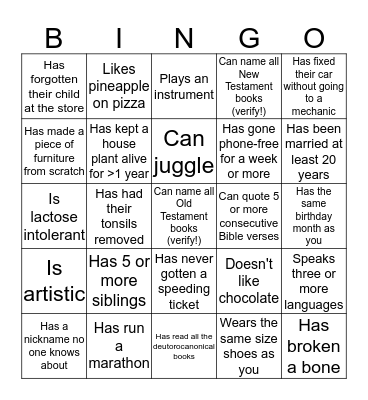 FIND SOMEONE WHO Bingo Card