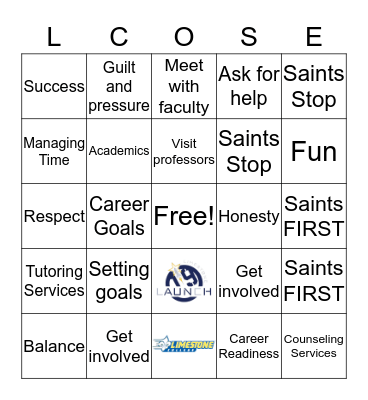 Limestone College Office of Student Enrichment C.A.R.E.S. Bingo Card
