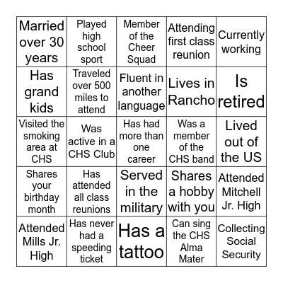 Find Someone Who...... Bingo Card
