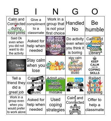 Coping Bingo Card