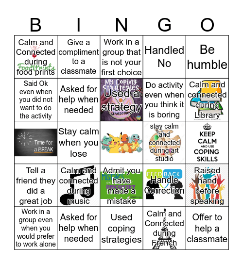 Coping Bingo Card