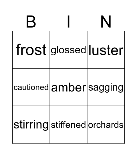 Words from Wild Geese Poem Bingo Card