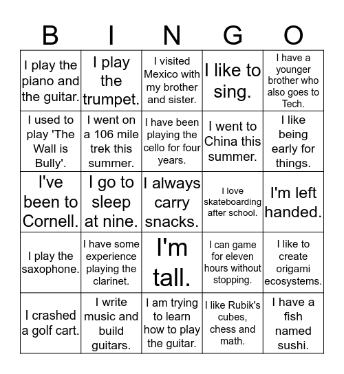 World Literature P3 Bingo Card