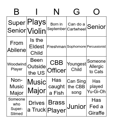 Cowboy Band Bingo Card