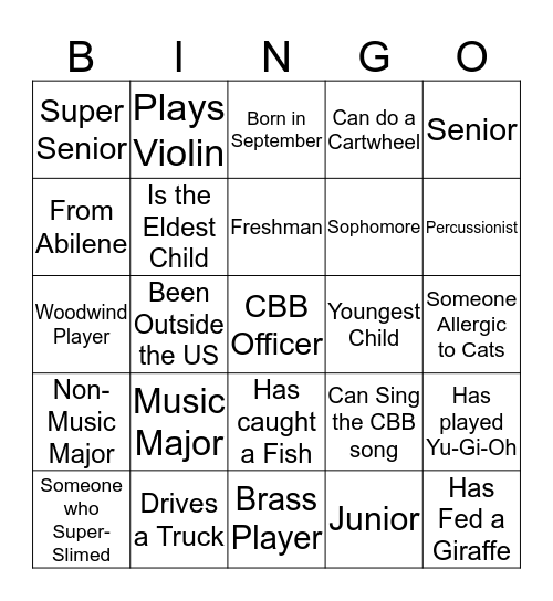 Cowboy Band Bingo Card