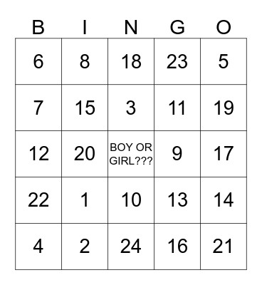 BABY BON BABY SHOWER Bingo Card