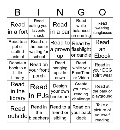 #DCGReads Bingo Card