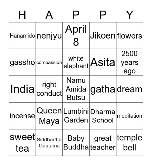 Happy Hanamatsuri  Bingo Card