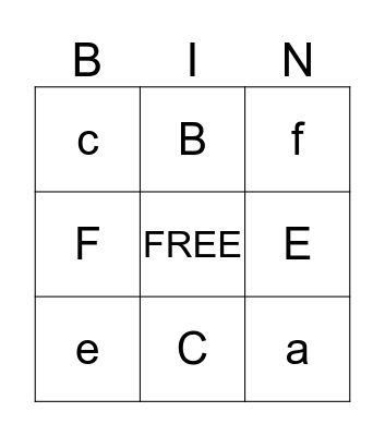 ABC Bingo  Bingo Card