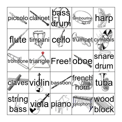 Instruments of the Orchestra Bingo Card