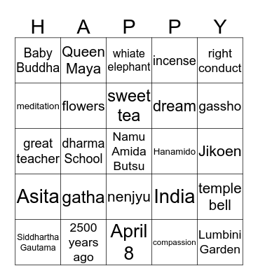 HAPPY HANAMATURI Bingo Card