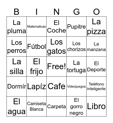 Espanol Bingo Card