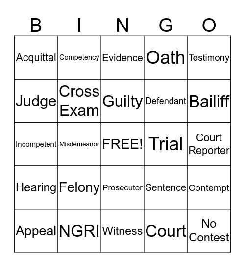 RESTORATION BINGO Card