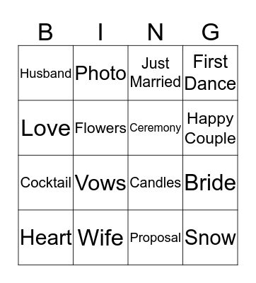 Snow Wedding Bingo! Bingo Card