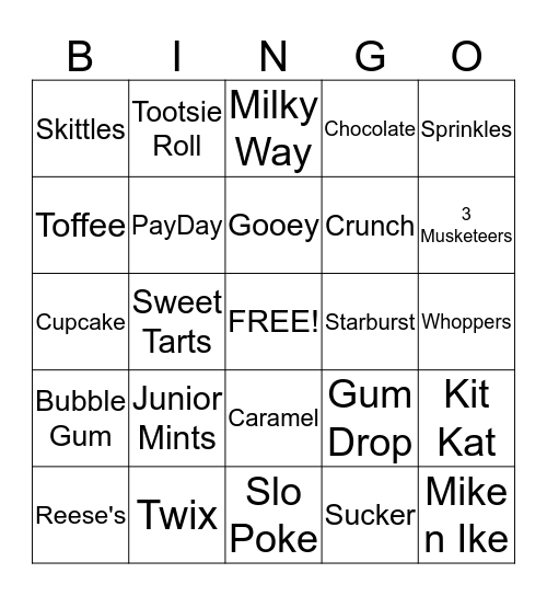 Candy Bingo Card