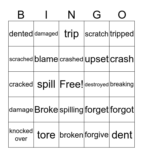 Accident Bingo Card