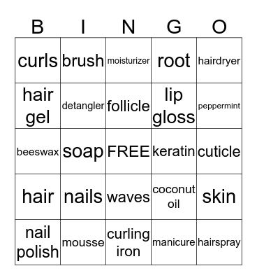 Beauty 101 BINGO Card