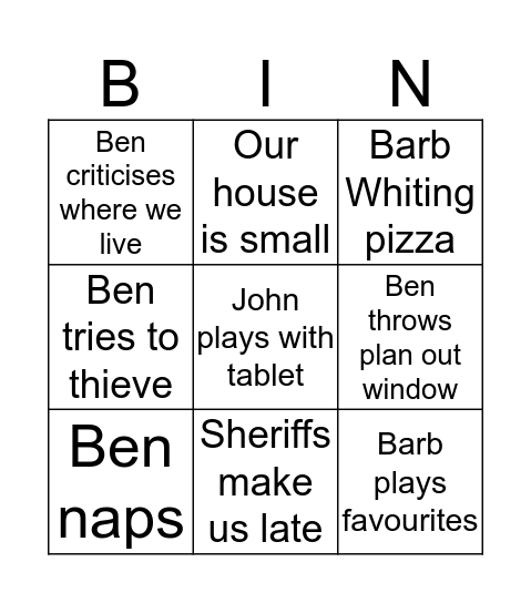 Sheriffs in Adelaide (Sam) Bingo Card