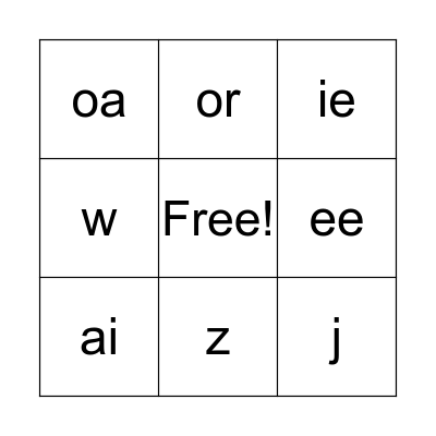 Phonics Bingo Card