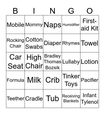 Bozsik Baby Shower Bingo Card