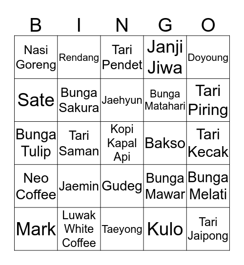 Cek Gu Rune Soleha Munawaroh Bingo Card