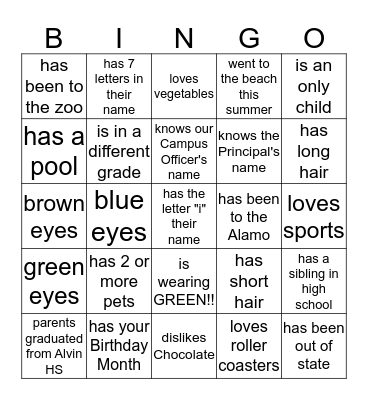 Find someone who.... Bingo Card