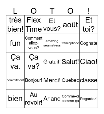 La Rentrée-first weeks of school, Fr 1 Bingo Card