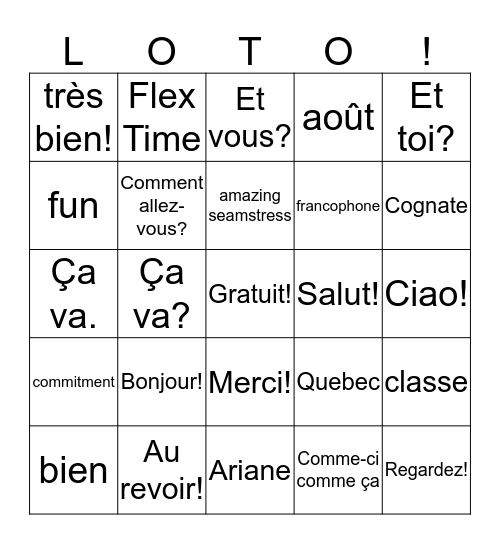 La Rentrée-first weeks of school, Fr 1 Bingo Card