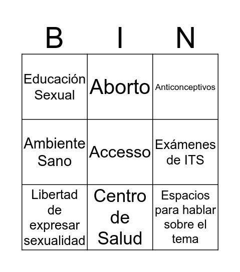 Justicia Reproductiva  Bingo Card