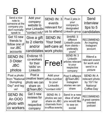 JBC Social BINGO Card