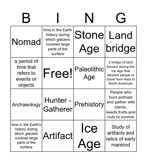 Hunter Gather Bingo Card