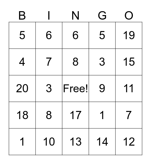 Los Numeros Bingo Card