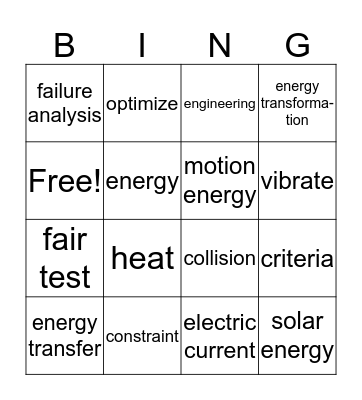 Science Units 1 and 2 Bingo Card