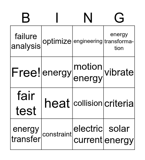 Science Units 1 and 2 Bingo Card
