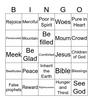 Luke 6:20-26 Bingo Card