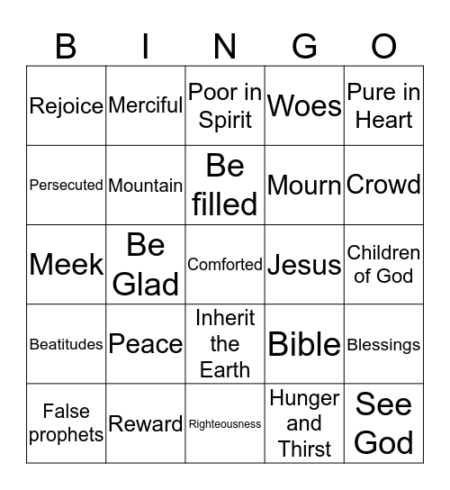 Luke 6:20-26 Bingo Card