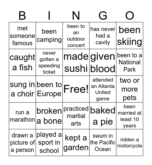 Find someone who has... Bingo Card