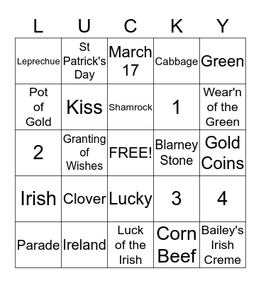 JUDY'S  ST. PATRICKS BINGO Card