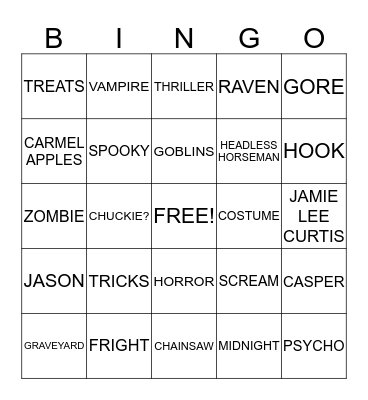 HALLOWEEN!!!!!!!!! Bingo Card