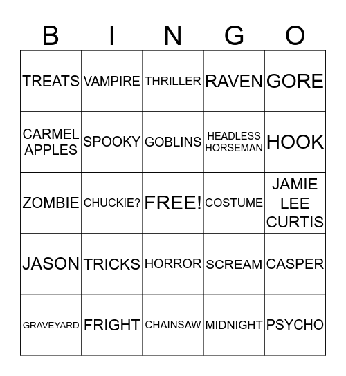 HALLOWEEN!!!!!!!!! Bingo Card