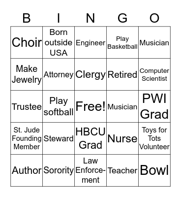 ST. JUDE BINGO Card