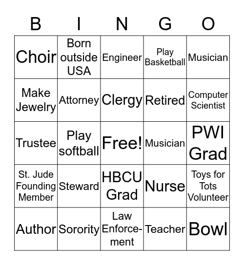 ST. JUDE BINGO Card